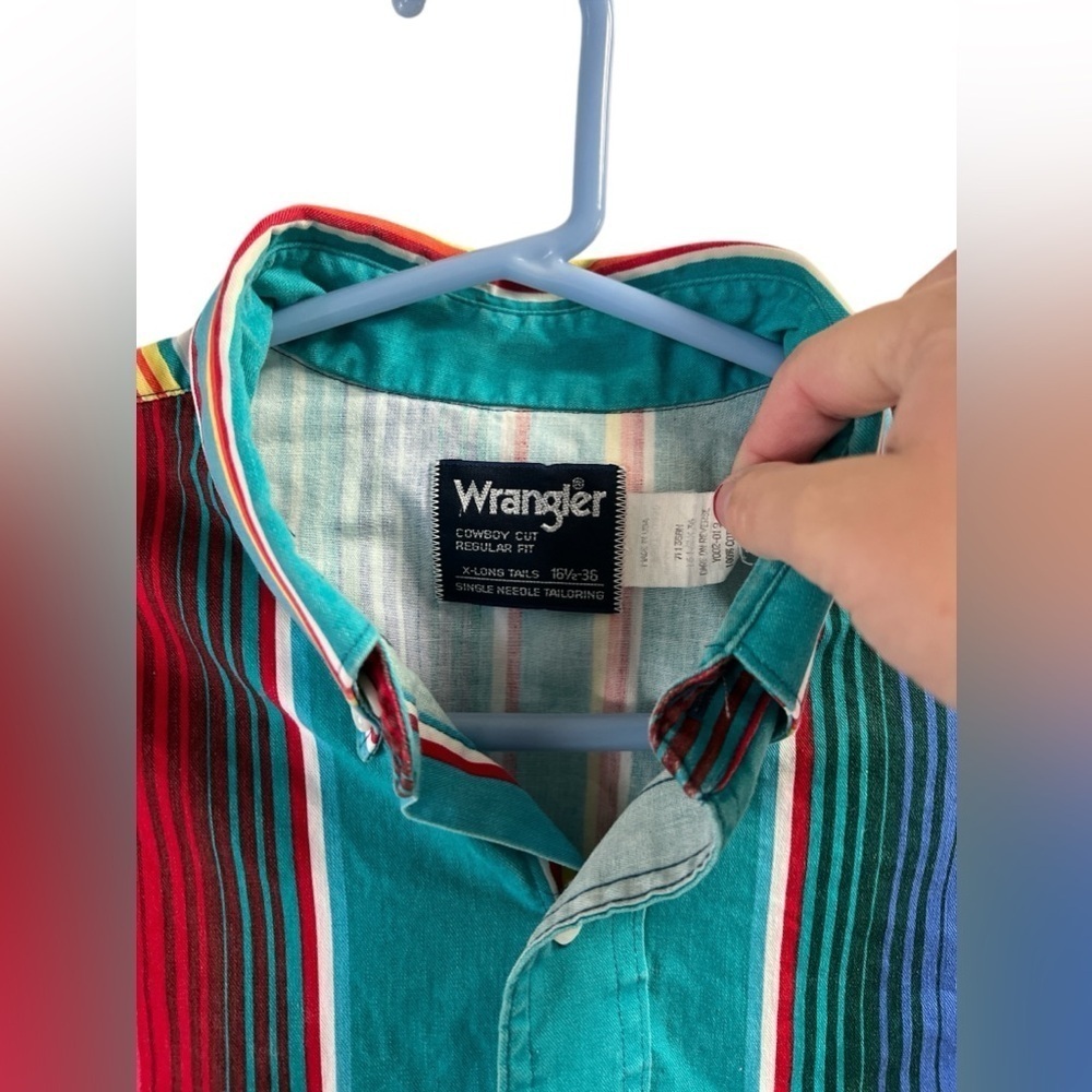 Wrangler cowboy cut rainbow retro long sleeve button down shirt - Picture 3 of 4